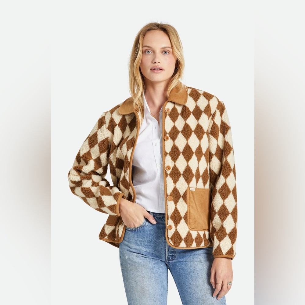 Brixton Women's Tan and Cream Diamond Jacket